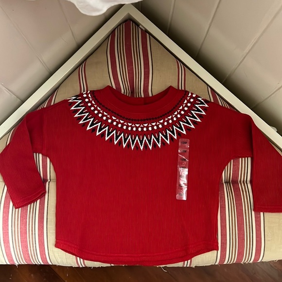 Polo Ralph Lauren Fair Isle Waffle Knit Top in Red - Picture 2 of 8